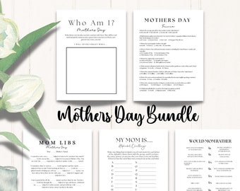 Printable Mother's Day Game Bundle, 5 games, Mothers Day Game, games for kids and adults, Printable Family Party Games, Mothers Day Games