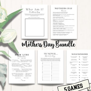 Printable Mother&#39;s Day Game Bundle, 5 games, Mothers Day Game, games for kids and adults, Printable Family Party Games, Mothers Day Games