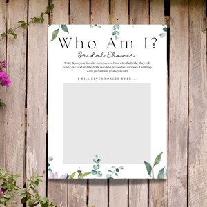 Who Am I Bridal Shower Game, Memory with the Bride, Minimalist Wedding Shower, Bridal Shower Game, Instant Download, Games, Party games