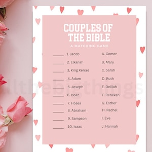 Bible Couples Match Game | Valentine Bible Match Party Game | Bible ...