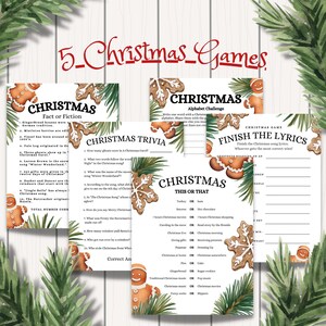Christmas Games Bundle, Holiday Game Bundle, INSTANT DOWNLOAD, Printable Christmas Family Games, Christmas Party Games, Set of 5 Games