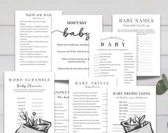Modern Baby Shower Games,Minimalist Baby Shower Game Bundle,Modern Baby Shower Game, 8 game bundle, gender neutral baby shower game
