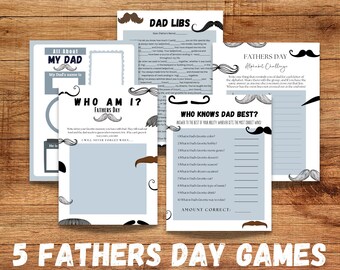 父の日ゲームバンドル | 子供と大人向けの印刷可能な父の日ゲーム | パーティーゲームとアクティビティ | 家族向けゲーム | 教室向けゲーム