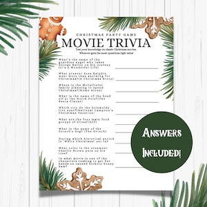 Christmas Movie Trivia Game, Christmas Trivia Printable Games,  Christmas Day, Fun Holiday Games, Christmas Party Games, Kids & Adults