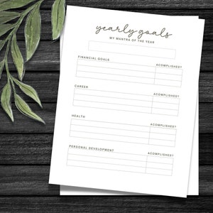 Top Goals - Yearly Goals, Quarterly Goals, Monthly Goals, Weekly Goals, Printable & Fillable PDF, Instant Download,PNG,JPG, finance goals