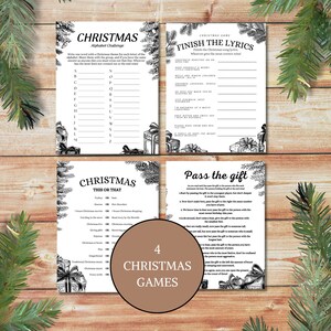 Christmas Games Bundle, Holiday Game Bundle, INSTANT DOWNLOAD, Printable Christmas Family Games, Christmas Party Games, Set of 4 Games