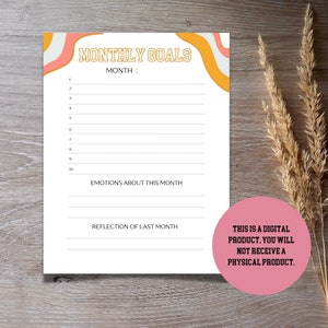 Goal Planner, Goal Setting, Goal Progress, Productivity Planner, Minimalist Planner, Printable PDF Instant Download, PNG, JPG, Monthly goals
