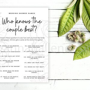 Who knows the couple best? /wedding game/instant download/digital/ bride/groom/wedding/ gift/paper game/ party game/ wedding shower