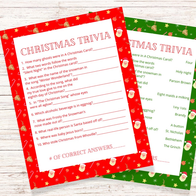 Christmas Trivia, Digital Download, Christmas Game, Printable Game