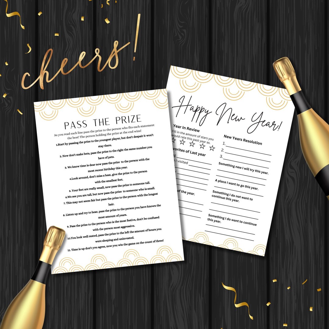 New Year's Game Bundle, 2 Printable Family Games, Party Games, New Year ...