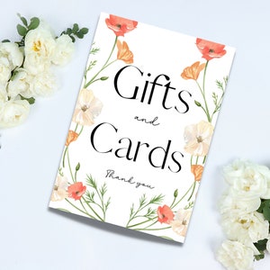 Wildflower Cards and Gifts Sign Printable, Wildflower Wedding Sign, Baby Shower Sign, Bridal Shower Gift Sign, Retirement, Printable