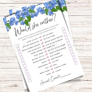 Would She Rather Bridal Shower Game, Newlyweds Game. Who Knows the Bride Best, Instant Download