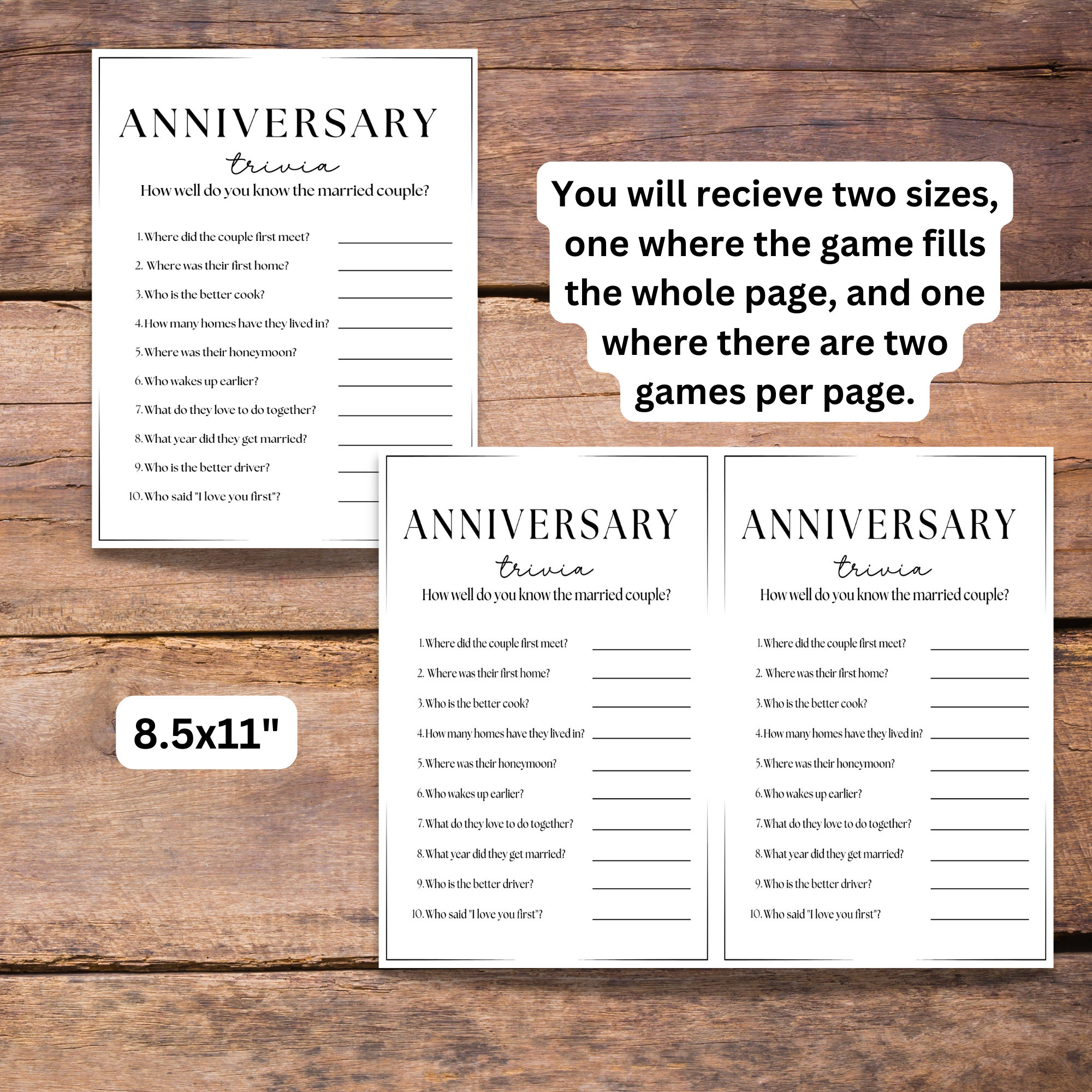 50th Anniversary, 25th Anniversary, Anniversary Trivia, Party Keepsake ...