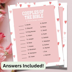 Bible Couples Match Game | Valentine Bible Match Party Game | Bible ...