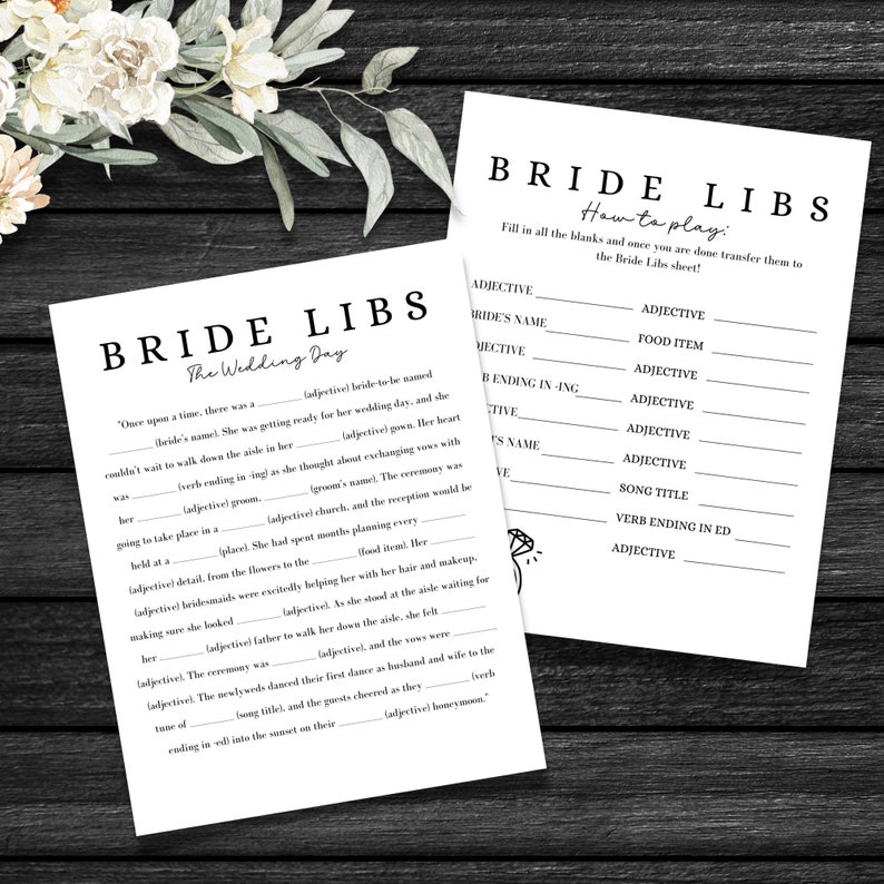 Mad Libs Bridal Shower Game, Printable How They Met Mad Libs, Modern ...