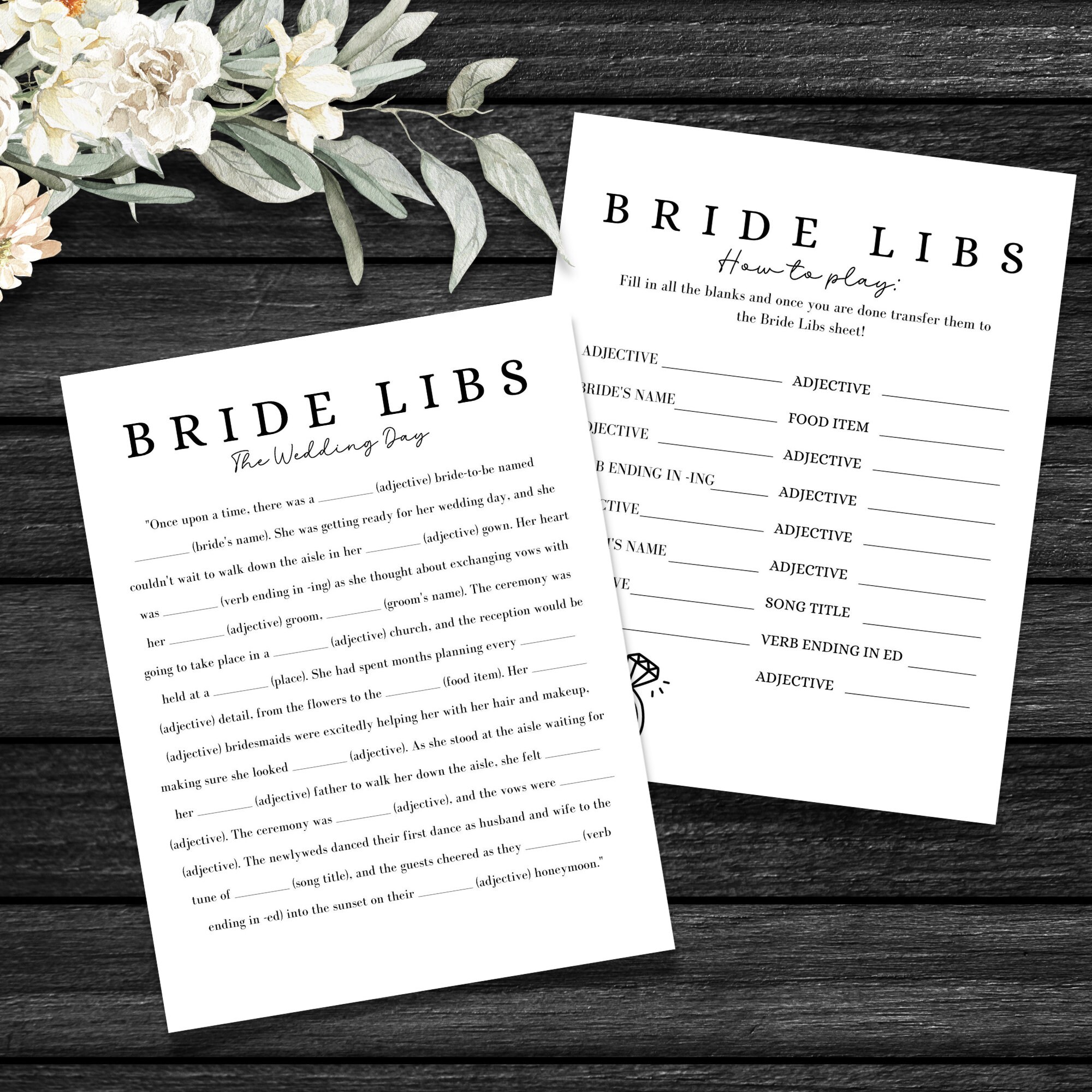 Mad Libs Bridal Shower Game, Printable How They Met Mad Libs, Modern ...