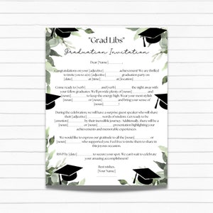 Grad Libs - Graduation mad lib advice cards in black, printable instant download, editable pdf