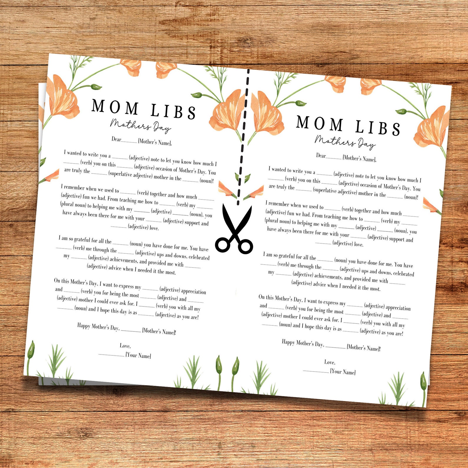 Mother's Day Mad Libs | Mad Libs | Mother Day Game | Printable Mothers Day Party Game | Mothers ...