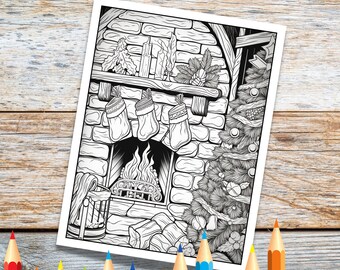 Colorear Navidad, Páginas para colorear para niños, Páginas para colorear de Navidad, Colorear vacaciones, Trineo de Papá Noel, Página para colorear preescolar