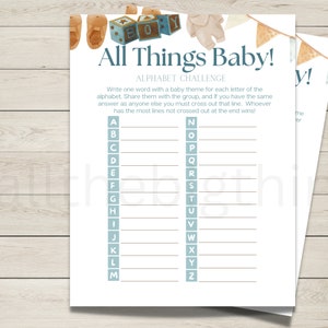 Scattergories Baby Shower Game, Boy Baby Shower Game, Baby Scattergories Game, word game, Printable Games Instant Download, PNG