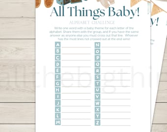 Scattergories Baby Shower Game, Boy Baby Shower Game, Baby Scattergories Game, word game, Printable Games Instant Download, PNG