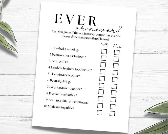 Anniversary Trivia. Party Keepsake Game. Anniversary Party Game ...