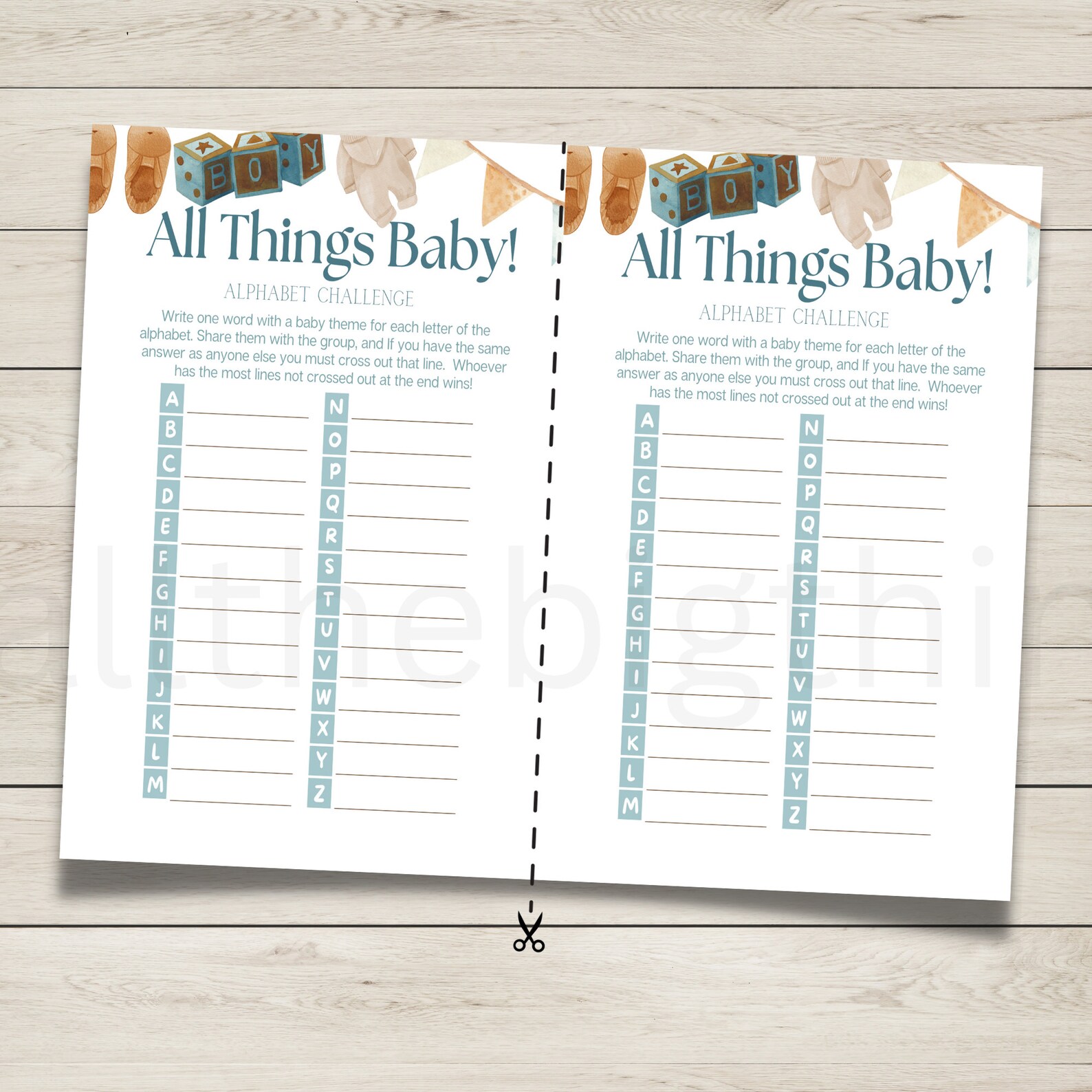 Scattergories Baby Shower Game, Boy Baby Shower Game, Baby ...