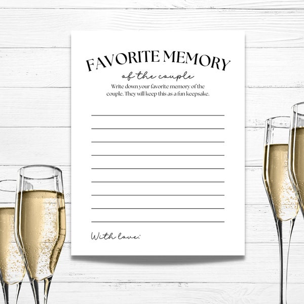 50th Anniversary Party Game Printable,  25th Wedding Anniversary ,My Favorite Memory of the Couple, Wedding activity, engagement party games