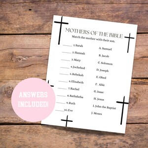 Moederdagbijbelspellen, Bijbelmatch-feestspel, Bijbelspellen voor kinderen en volwassenen, Leuke kerkfeestspellen, Kerkspellen, Bijbelspellen