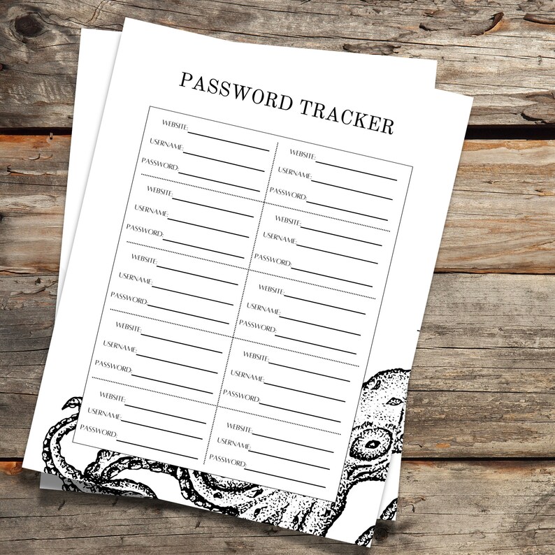 Printable Password Tracker, Password Log and Password Keeper, Journal ...