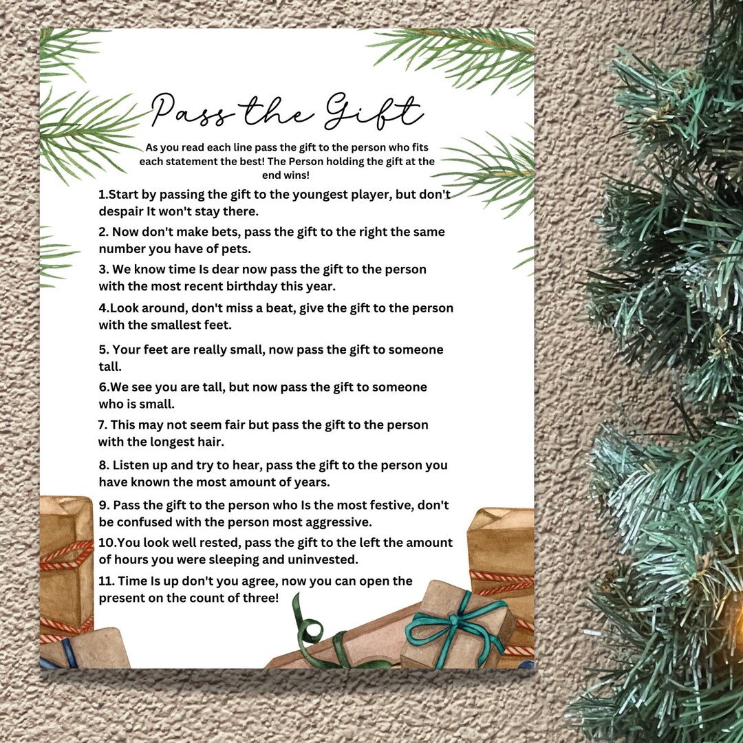Christmas Pass the Present Game, Christmas Gift Exchange Game, White
