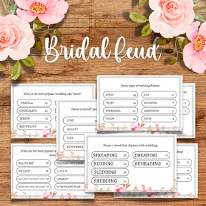 Bridal Shower Friendly Feud Game, Bridal Shower Family Feud Style Game, Bridal Shower Feud, Wedding Friendly Feud, Bridal Shower Games