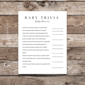 Baby Trivia Game, Baby Shower, Trivia Baby Shower, Party Game Cards Baby, Shower Games Printable Cards, Gender Neutral