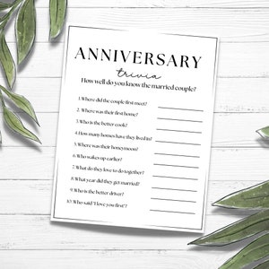 50th Anniversary, 25th Anniversary, Anniversary Trivia, Party Keepsake Game, Anniversary Party, Instant Digital Download, Printable Game
