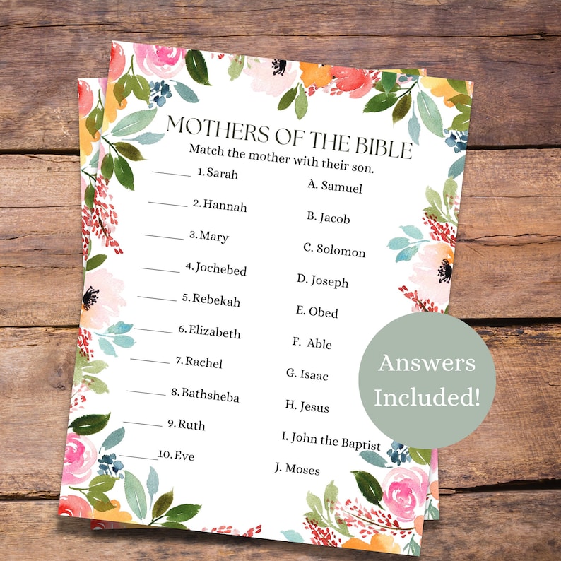 Mothers Day and Fathers Day, Bible Games, Bible Match Game, Bible Games ...