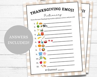 Thanksgiving Emoji Pictionary Game, Thanksgiving Printable Games, Fun Thanksgiving Trivia Game, Friendsgiving Party Games, Turkey Day