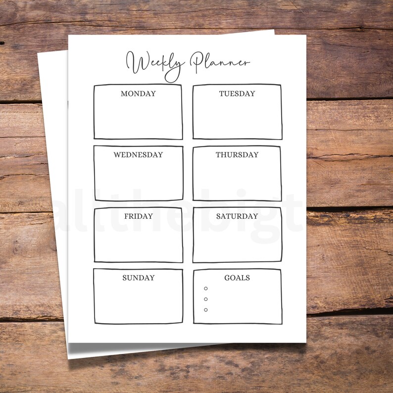 Weekly Planner Printable Landscape, Minimalist Weekly Schedule, Week at ...