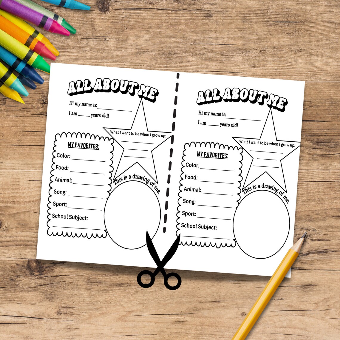 PRINTABLE All About Me Worksheet, Printable Activity for Kids, First ...