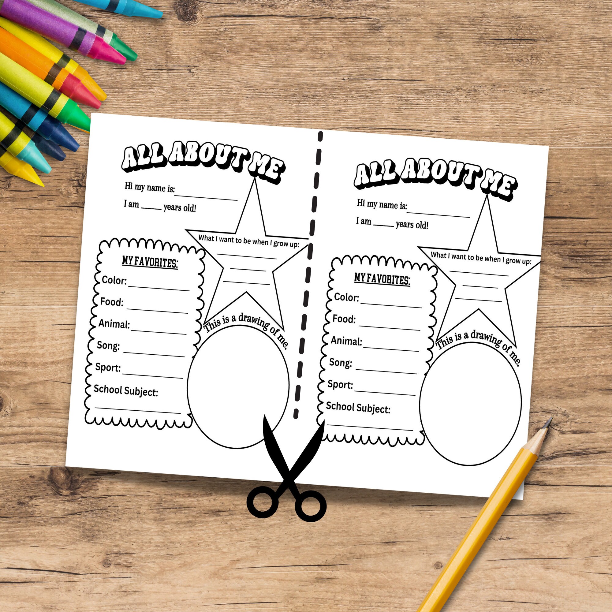 PRINTABLE All About Me Worksheet, Printable Activity for Kids, First ...