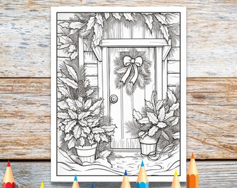 Colorear Navidad, Páginas para colorear para niños, Páginas para colorear de Navidad, Colorear vacaciones, Trineo de Papá Noel, Página para colorear preescolar