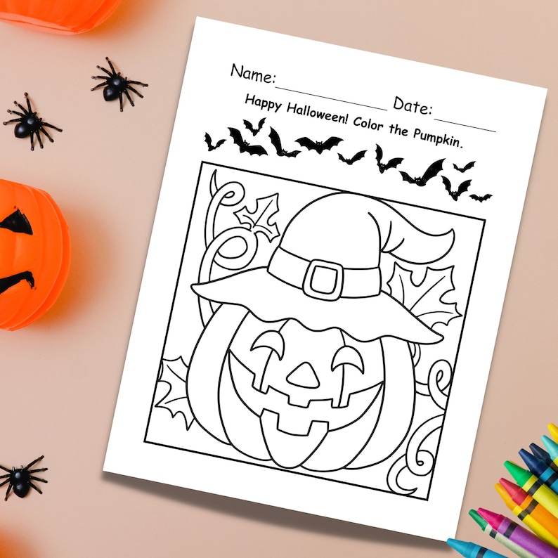 5 Halloween Coloring Page, Large Form for Toddler, Digital Download ...