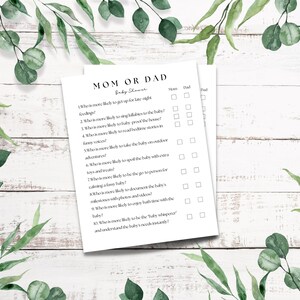 Mommy or Daddy Game, Minimalist Baby Shower, Gender Neutral, Editable Template, Instant Download, funny baby shower game