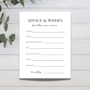 Scandi minimaliste, carte de douche de bébé, imprimable, carte de conseils et de souhaits, douche de bébé neutre de genre | Conseils aux futurs parents