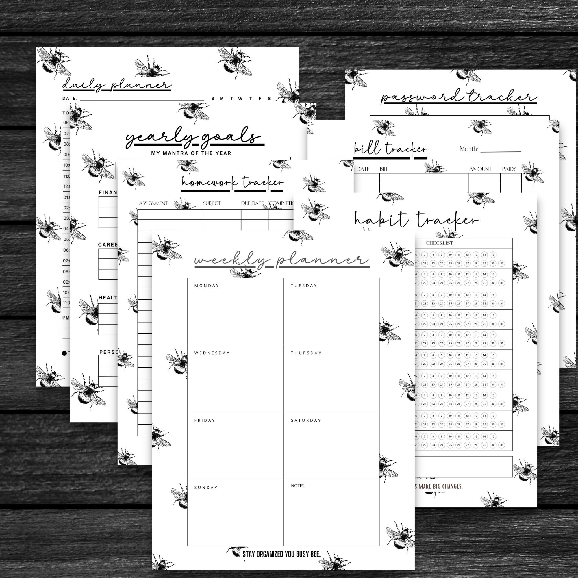 Printable Goal Planner Bundle, Daily Weekly Monthly Quarterly Yearly ...