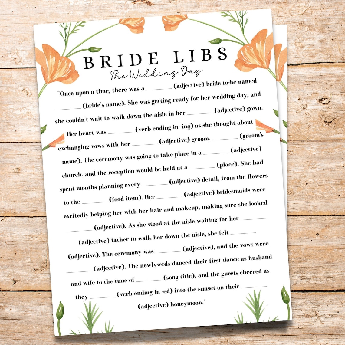 Mad Libs Bridal Shower Game, Printable How They Met Mad Libs, Modern ...