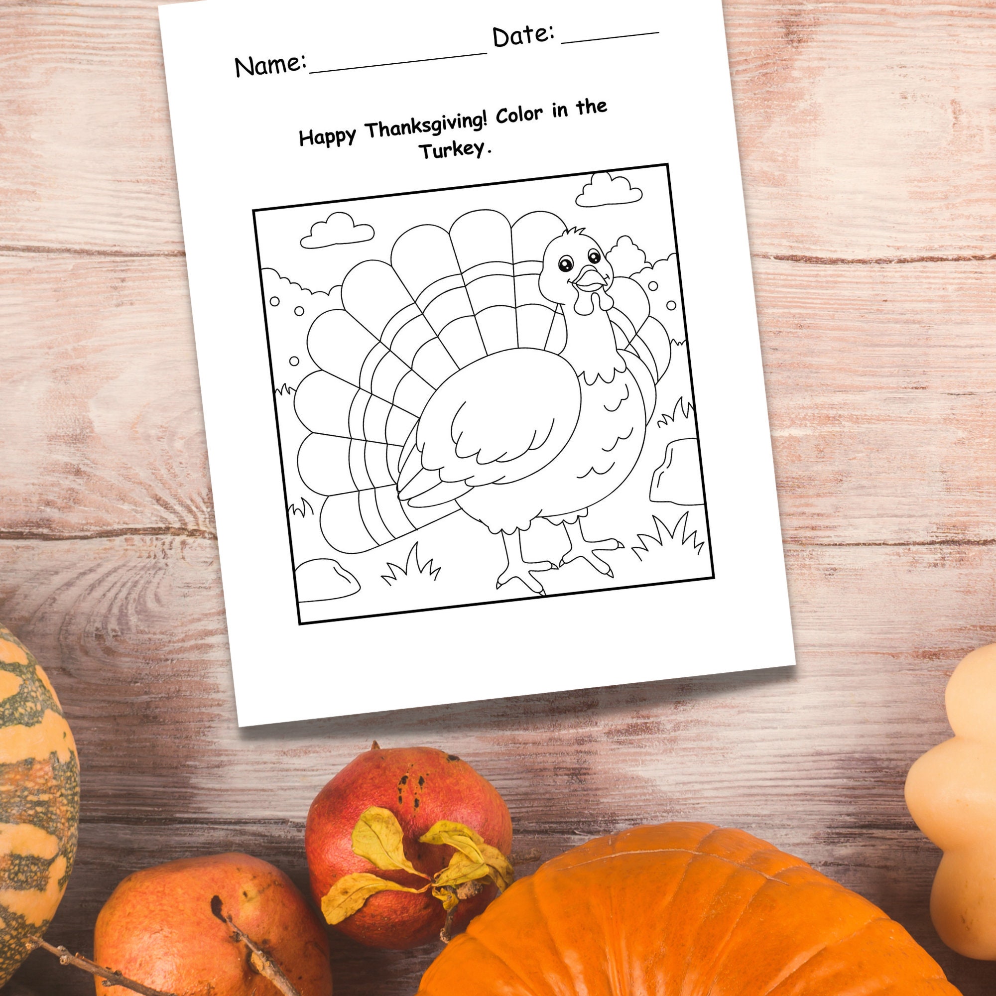 Thanksgiving Coloring Page, Instant Download,thanksgiving Coloring