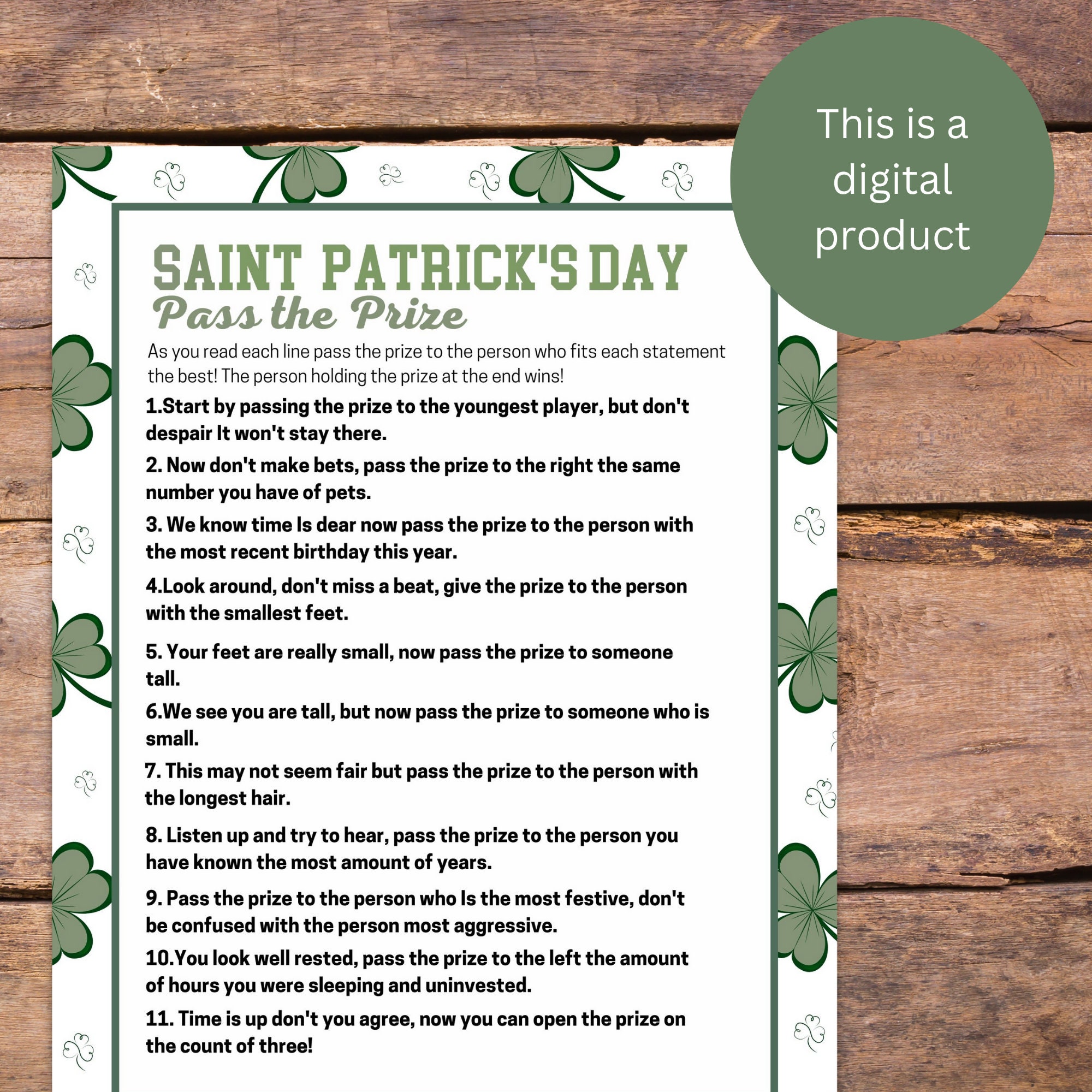 left right game for st patricks day