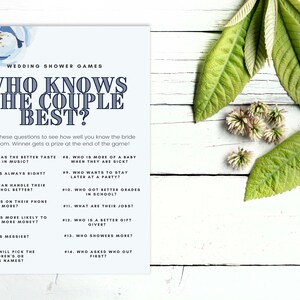 Who knows the couple best? Bridal shower game. wedding shower game, wedding game, group game, paper game, printable game, instant download,