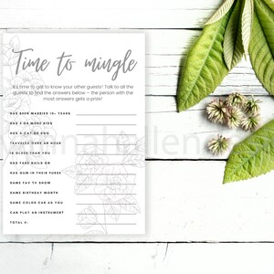 Time to Mingle/bridal shower games/ instant download/ printable bridal shower game/ get to know each other/ bachelorette game/ wedding game