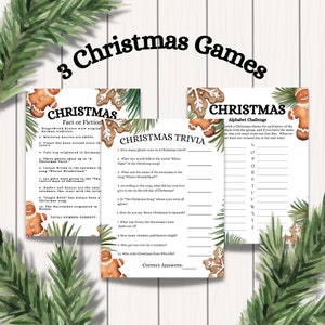 3 Christmas Games Bundle, Christmas Party Games, Printable Christmas Games, Office School Christmas, Family Christmas Game, Download